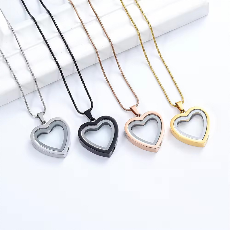 Openable Heart Shaped Glass Pet Urn Pendant