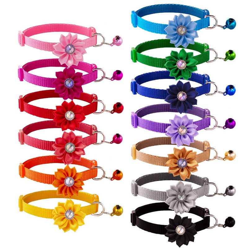 Padded Ribbon Pet Collar with Bell for Cats and Dogs