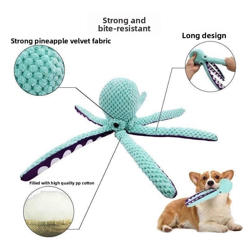 Squeaky Octopus Plush Toy for Aggressive Chewers