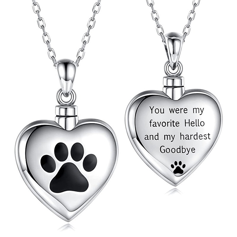 Dog Claw Heart Shaped Perfume Urn Pendant