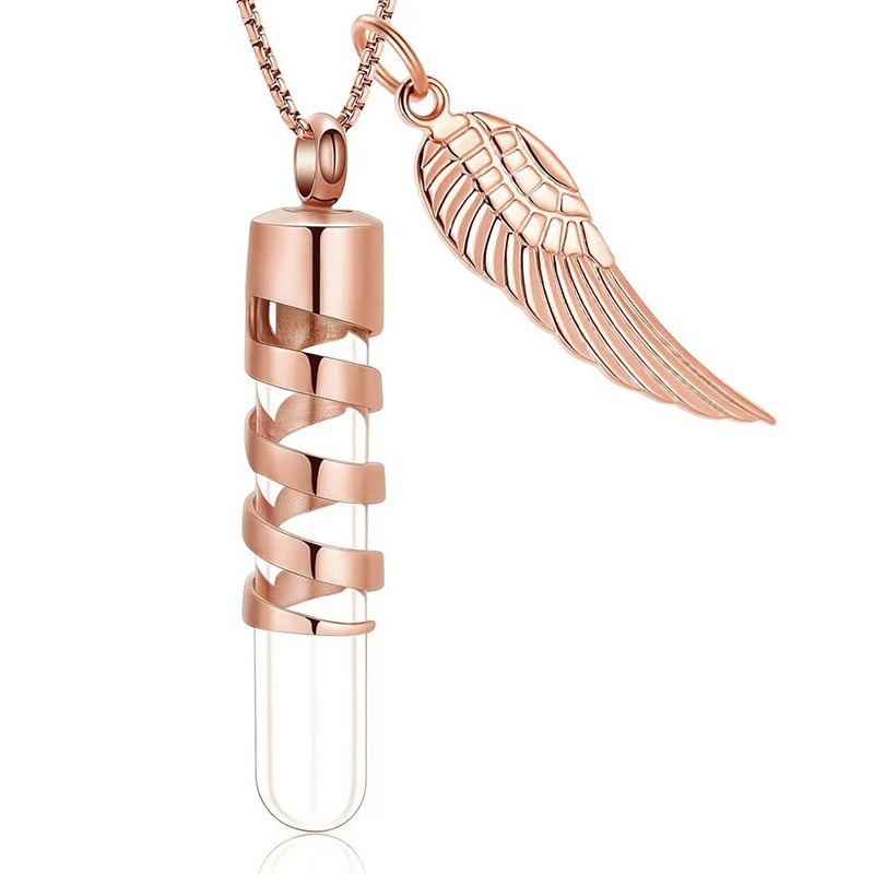 Cylindrical Glass Jar Memorial Urn Necklace