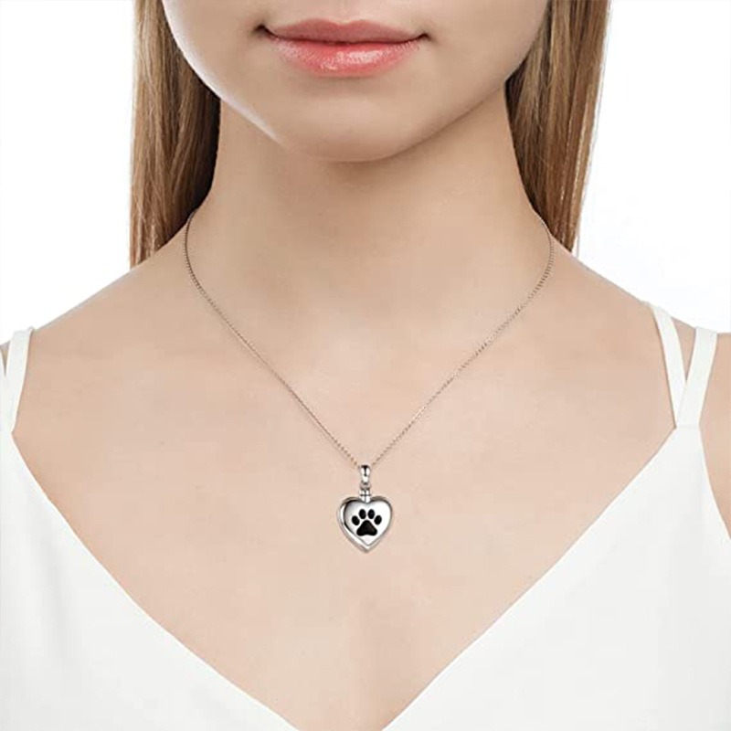 Dog Claw Heart Shaped Perfume Urn Pendant