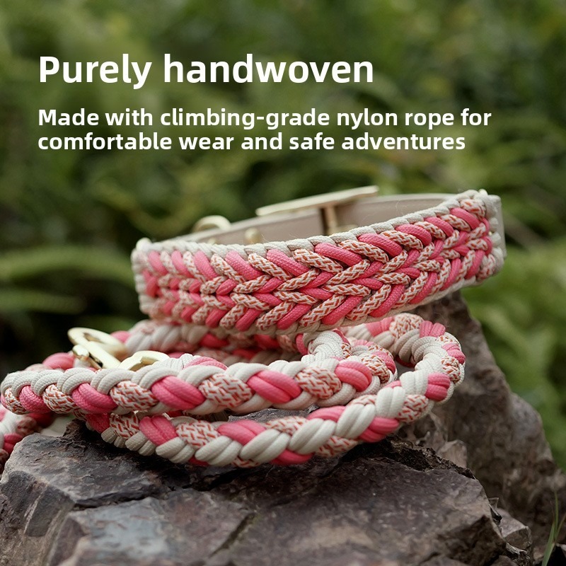 Dog Collar Leash Set Hand Woven Nylon