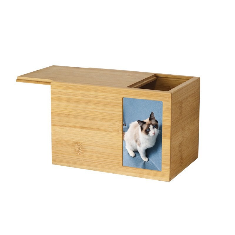 Wooden Pet Cremation Urn with Photo Frame