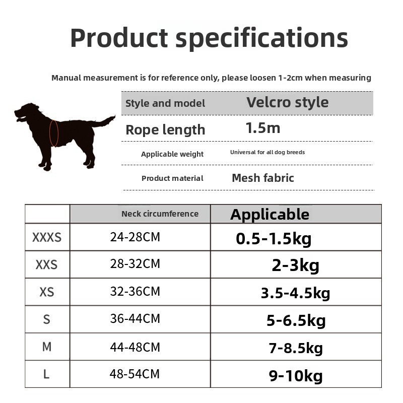 Dog Chest Harness Reflective Nylon Tank Style