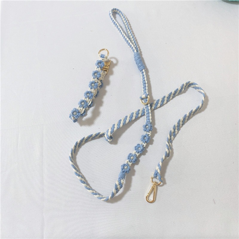 Pet Collar Cotton Rope Pearl Flower Woven