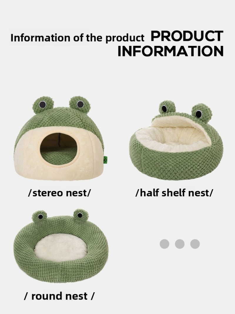 Plush Frog Nest Pet Bed for Cats and Dogs
