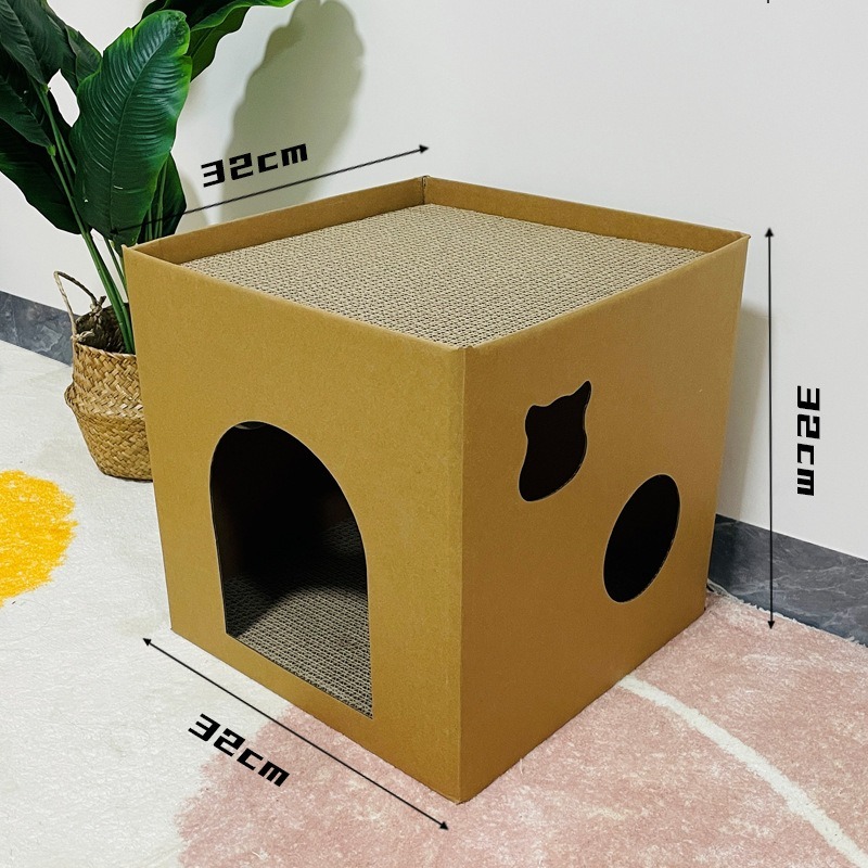 Corrugated Cat Bed Cave with Removable Core and Pattern