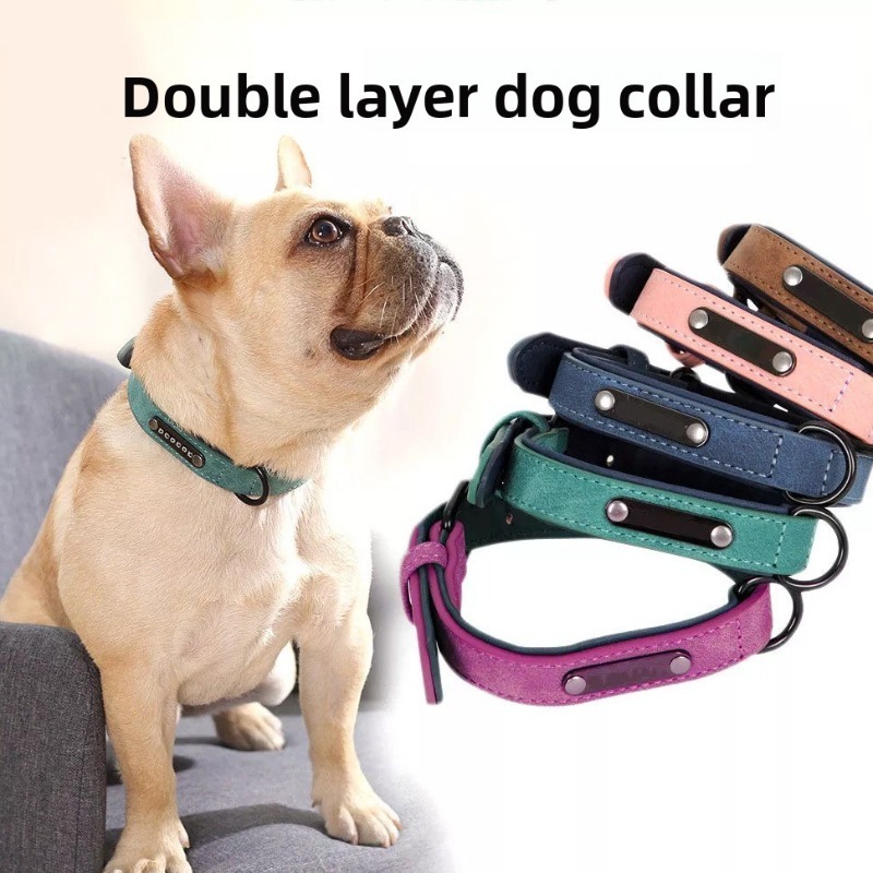 Personalized Solid Leather Dog Collar for Writing Name