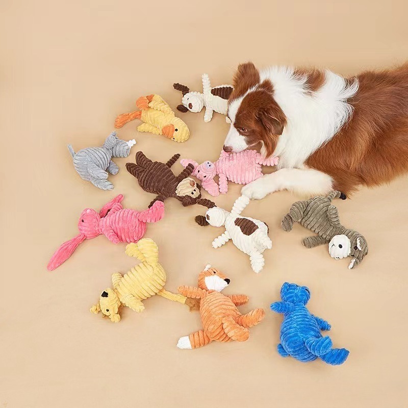 Chew Resistant Plush Animal Dog Toy for Teeth Cleaning