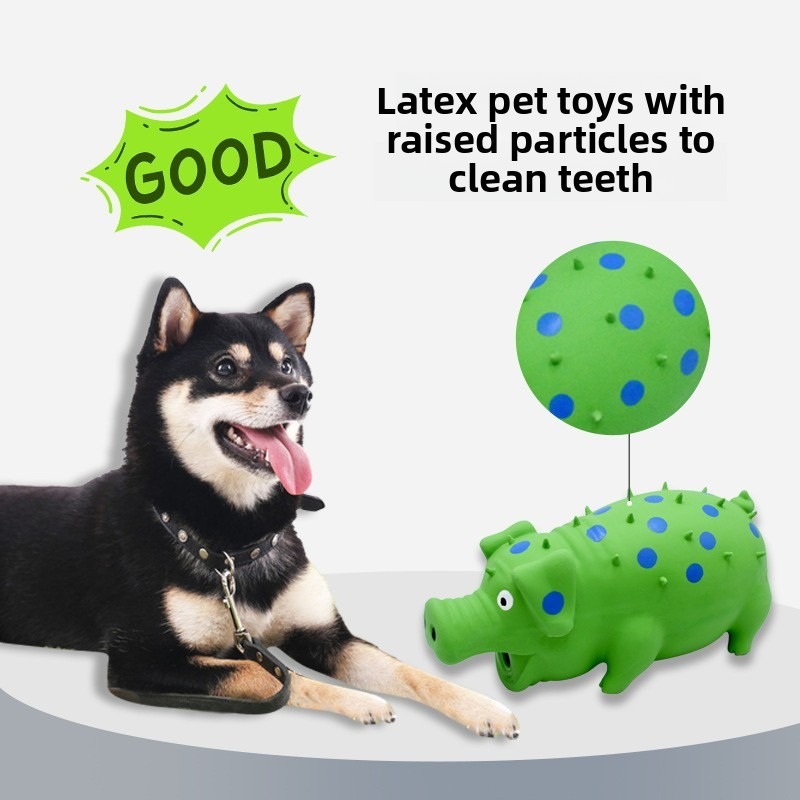 Squeaky Latex Pig Dog Toy for Self-Entertainment