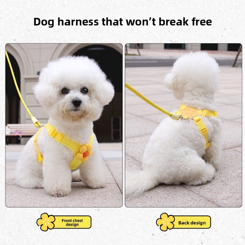 Dog Harness Set Flower Decoration Adjustable