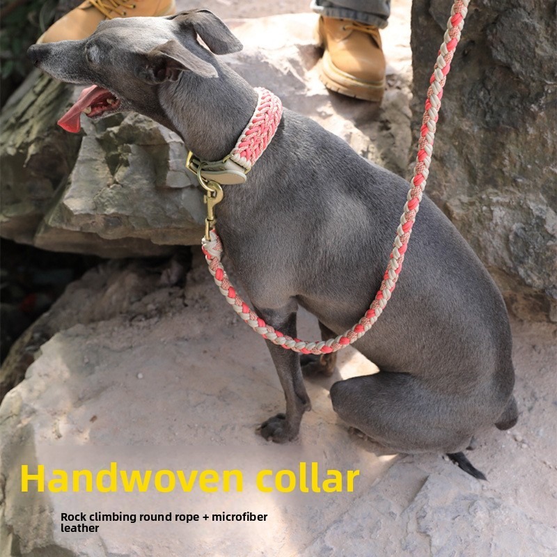 Dog Collar Leash Set Hand Woven Nylon