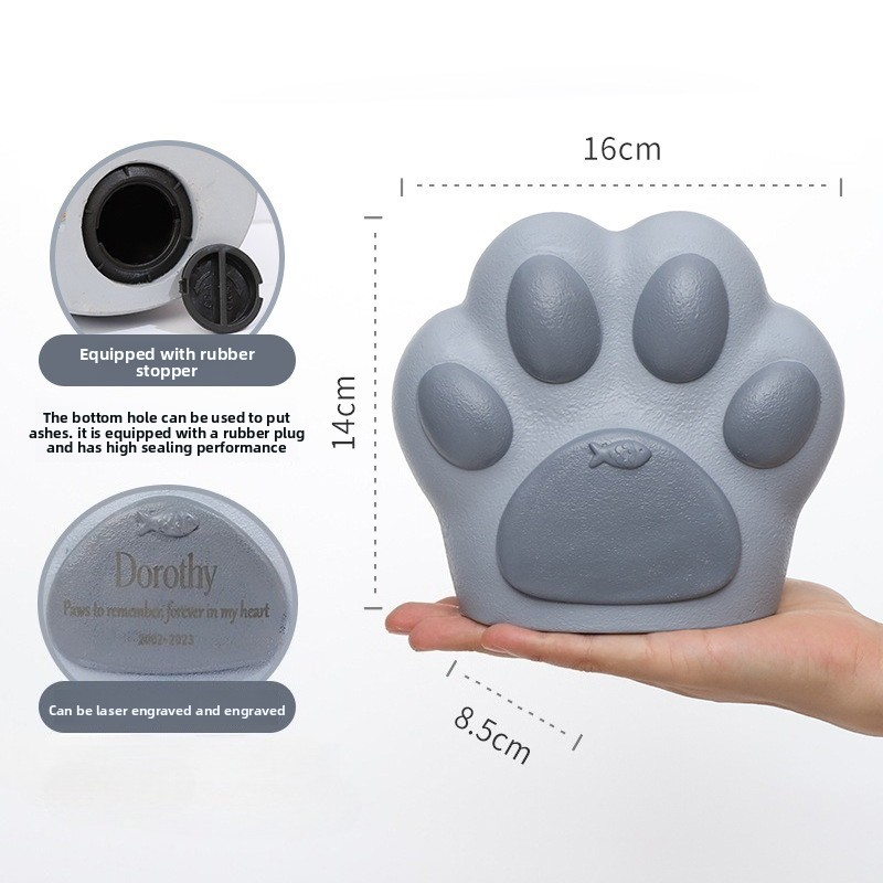 Laser-Engraved Paw Memorial Urn for Pets