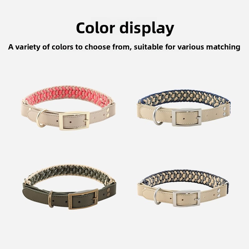 Dog Collar Leash Set Hand Woven Nylon