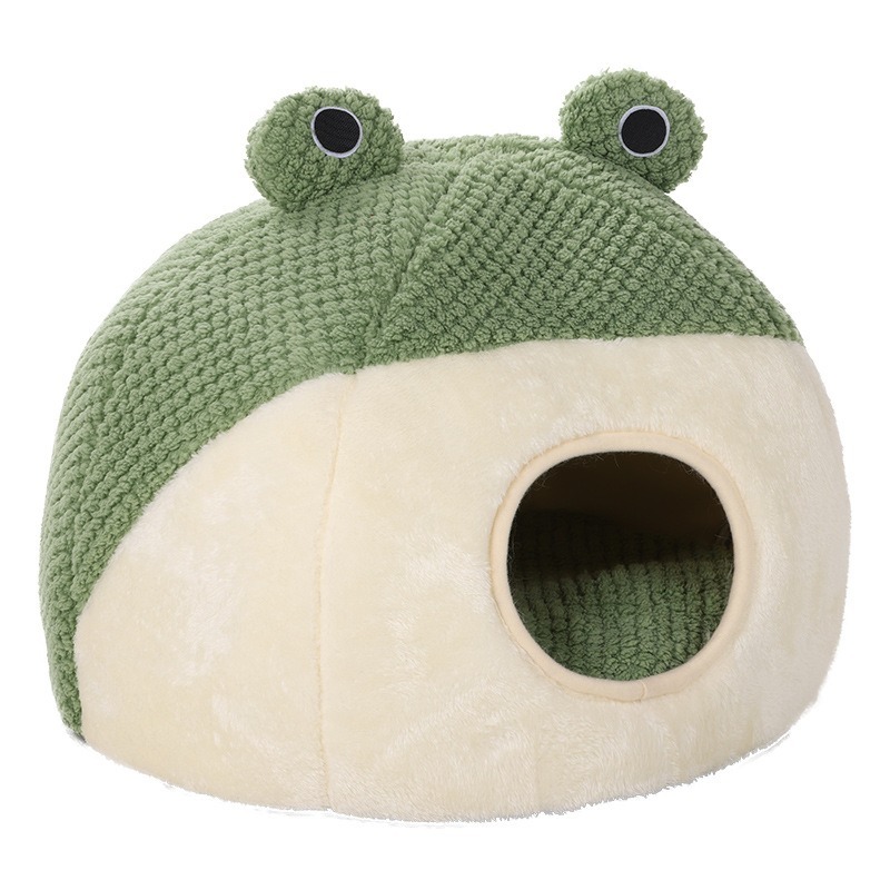 Plush Frog Nest Pet Bed for Cats and Dogs