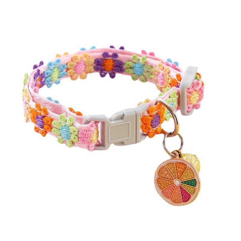 Pet Collar Linen Bell Flower Colorful