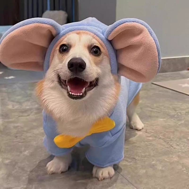 Padded Dog Hoodie with Big Ear Bow Decoration