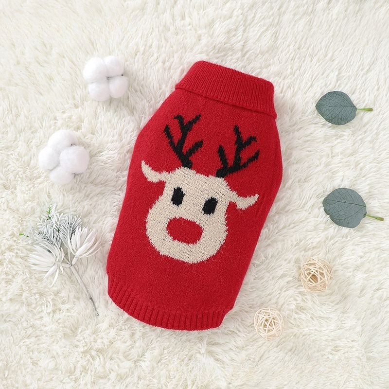 Reindeer Pattern Acrylic Dog Vest for Christmas