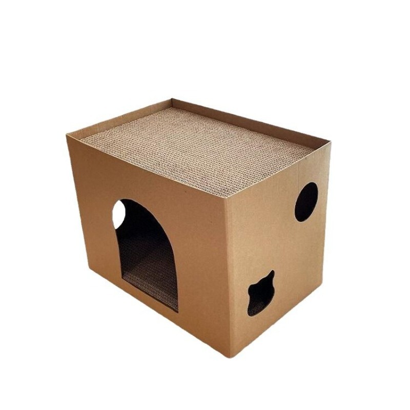 Corrugated Cat Bed Cave with Removable Core and Pattern