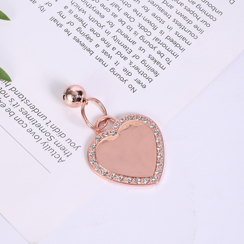 Pet ID Tag Rhinestone Heart Laser Engraved