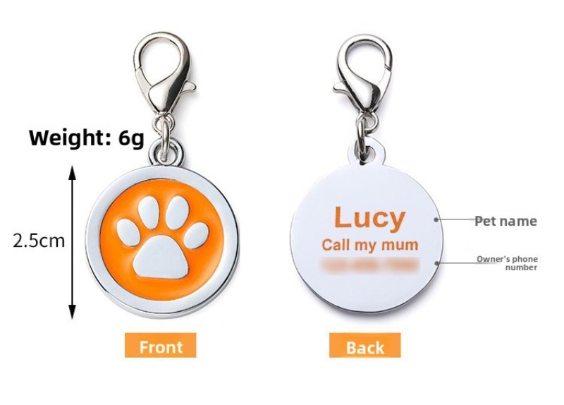 Circular Alloy Dog Tag for Recording Pet Information