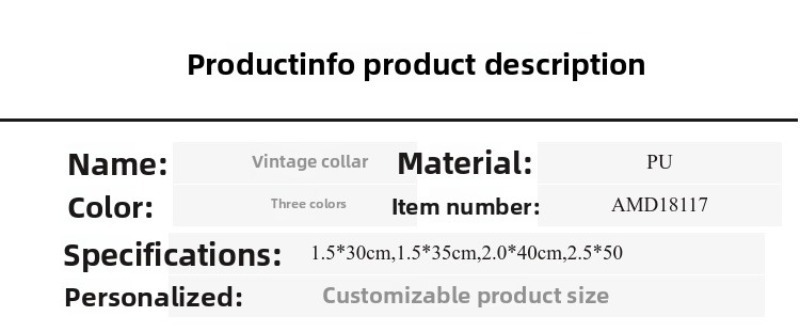 Pet Collar PU Leather Metal Buckle Solid