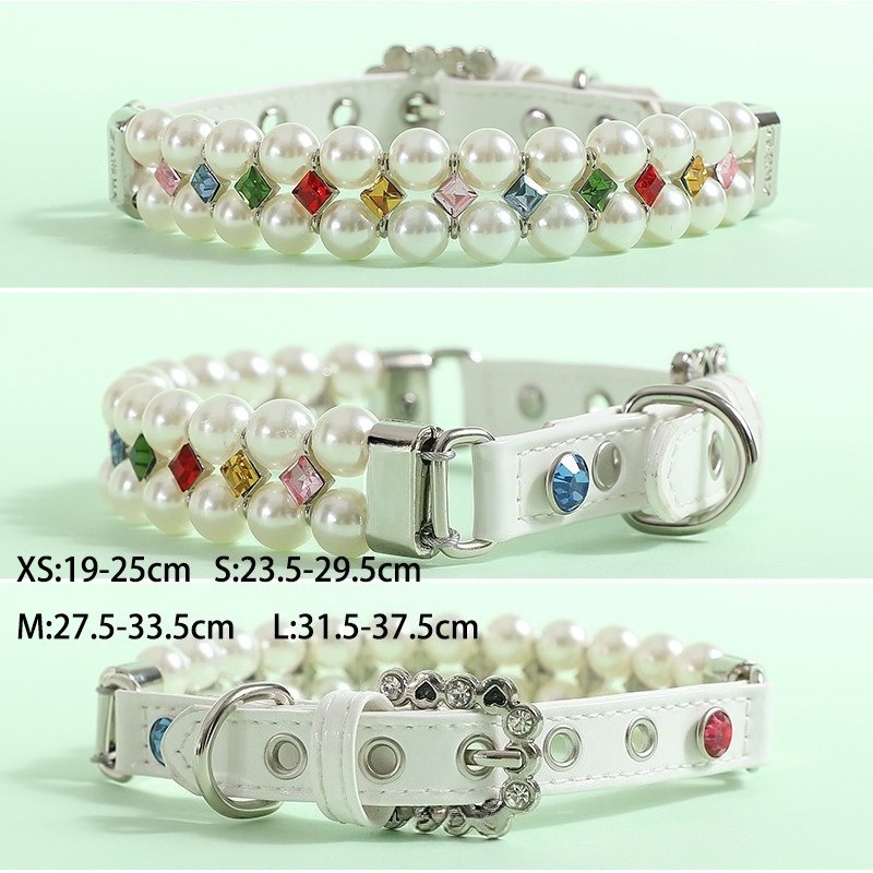 Pet Collar PU Leather Floral Adjustable