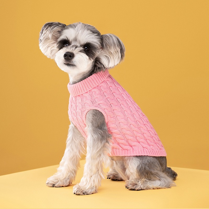 Solid Color Dog Warm Sweater for Autumn Winter
