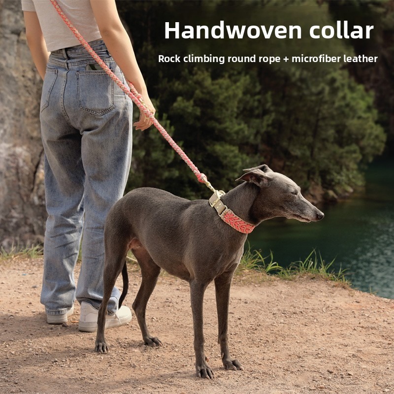 Dog Collar Leash Set Hand Woven Nylon