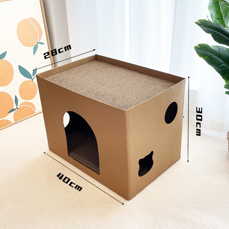 Corrugated Cat Bed Cave with Removable Core and Pattern
