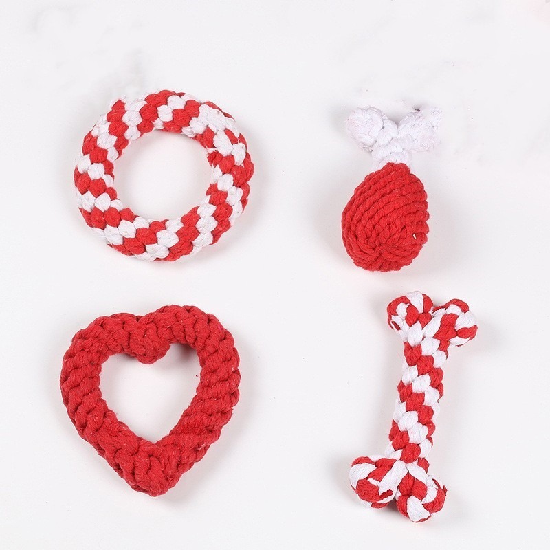 Cotton Rope Pet Chew Toy Set with Three Shapes