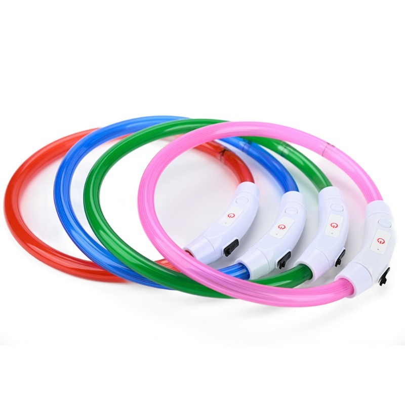 LED Dog Safety Collar USB Rechargeable PVC Night Light