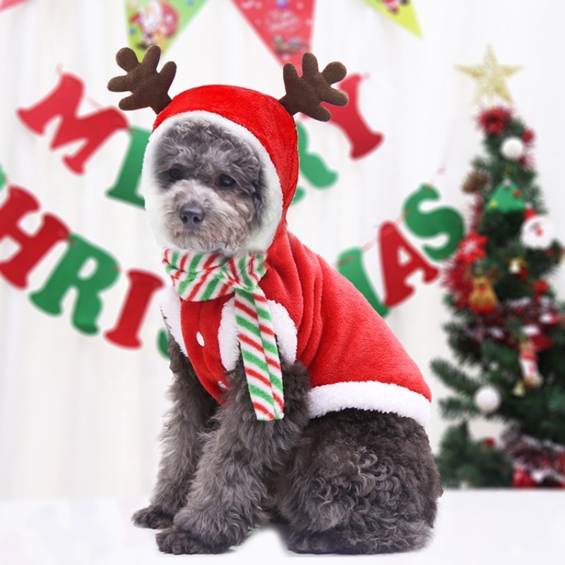 Christmas Flannel Hooded Coat for Pets