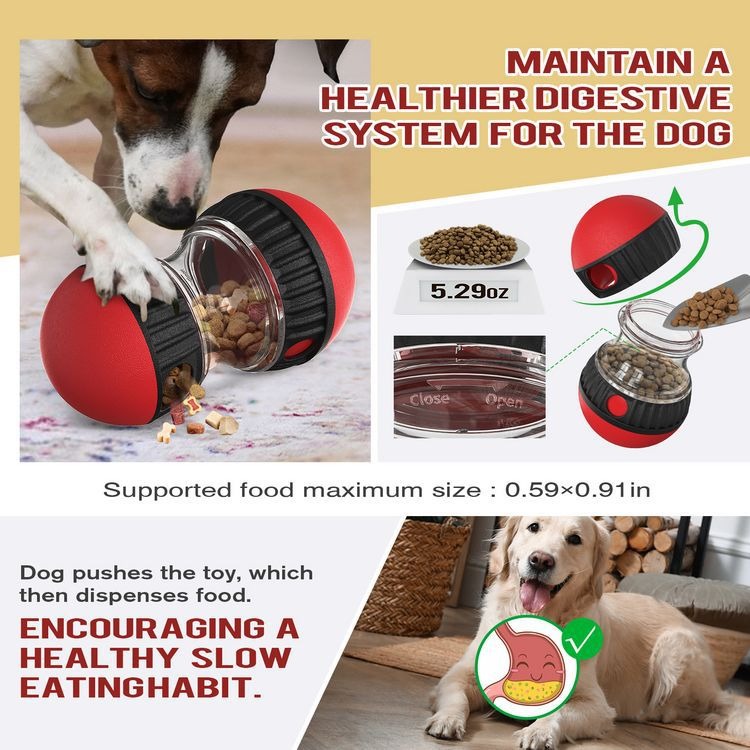 Dog Slow Feeder Rolling Food Dispenser Bottle