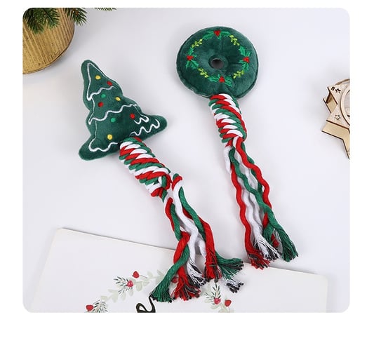 Christmas Plush Dog Toys with Ropes