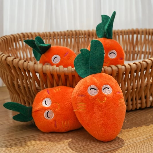 Carrot Cotton Dog Toy Squeaky Eco Friendly