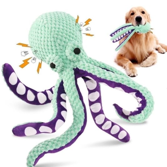 Squeaky Octopus Plush Toy for Aggressive Chewers
