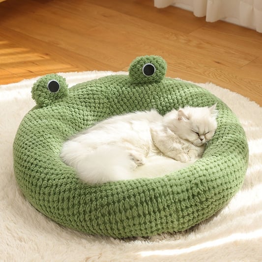 Plush Frog Nest Pet Bed for Cats and Dogs