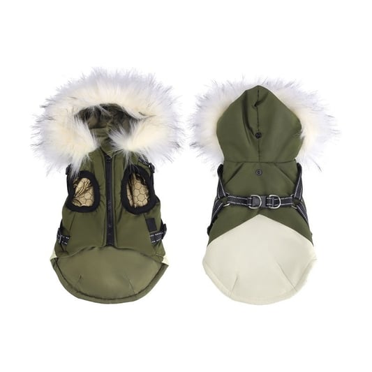 Windproof Hooded Dog Waistcoat with Fur Collar