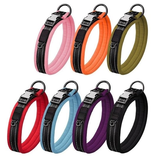 Reflective Adjustable Dog Collar with Metal Ring