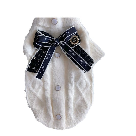 Pet Sweater with Bow Decoration Acrylic Fiber