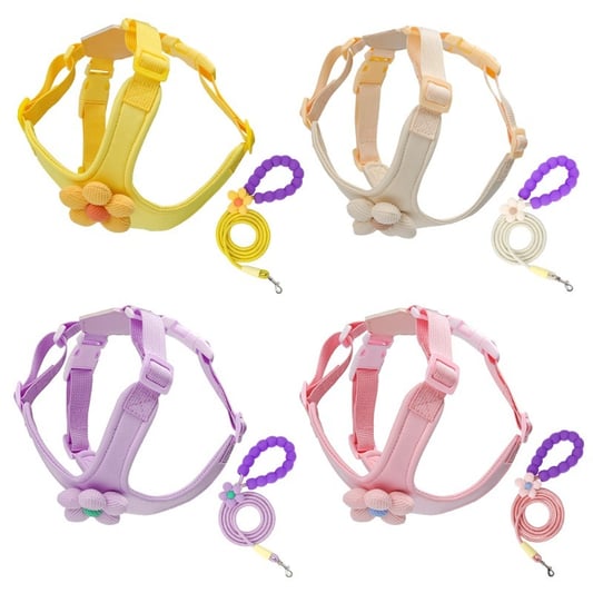 Dog Harness Set Flower Decoration Adjustable