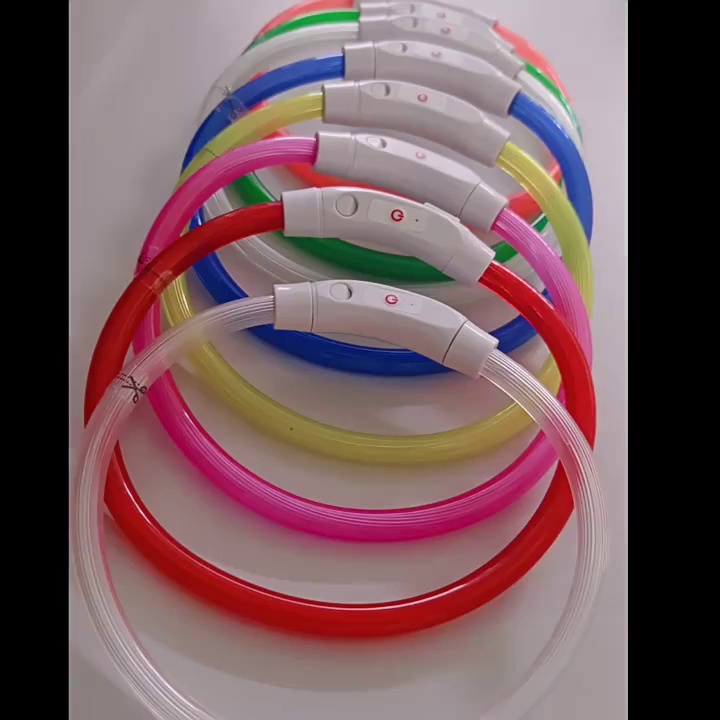 LED Dog Safety Collar USB Rechargeable PVC Night Light