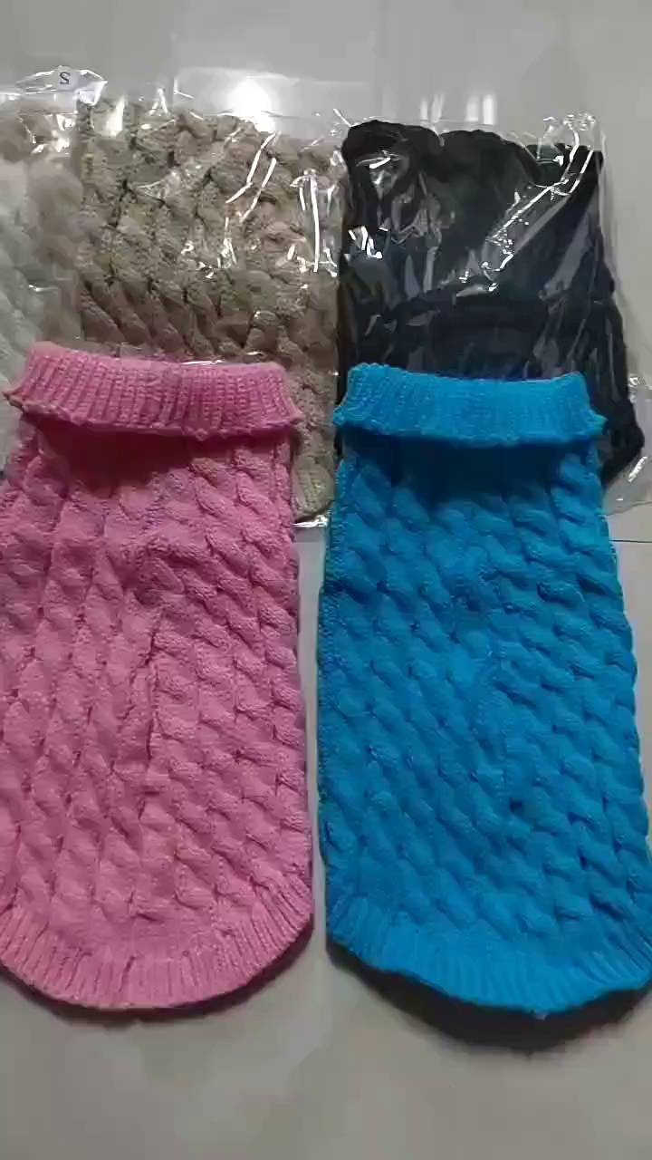 Solid Color Dog Warm Sweater for Autumn Winter