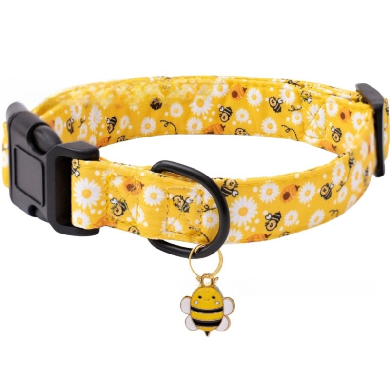 Bee Print Adjustable Dog Collar