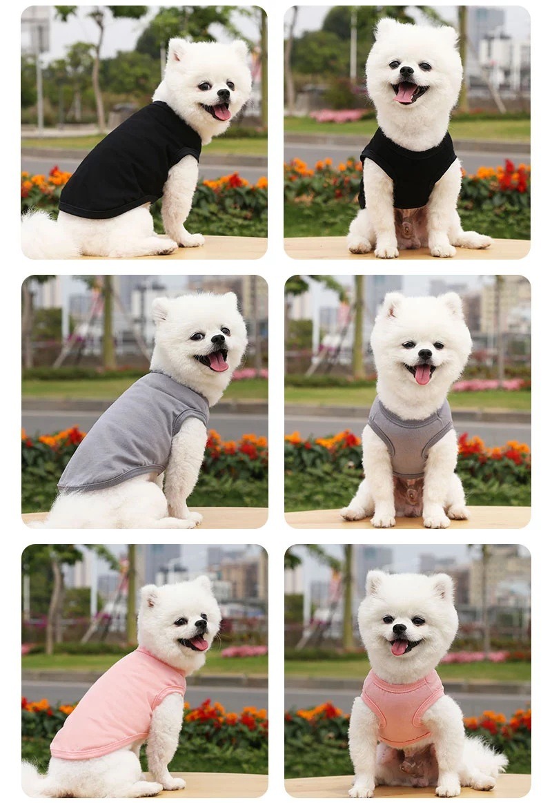 Cotton Dog Vest Solid Color Summer Clothes
