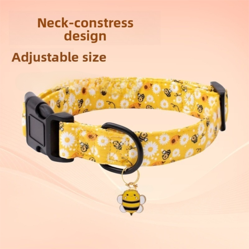 Bee Print Adjustable Dog Collar