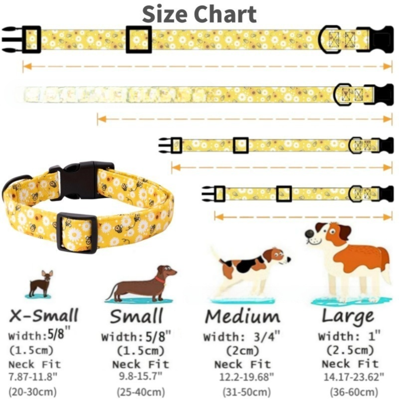 Bee Print Adjustable Dog Collar