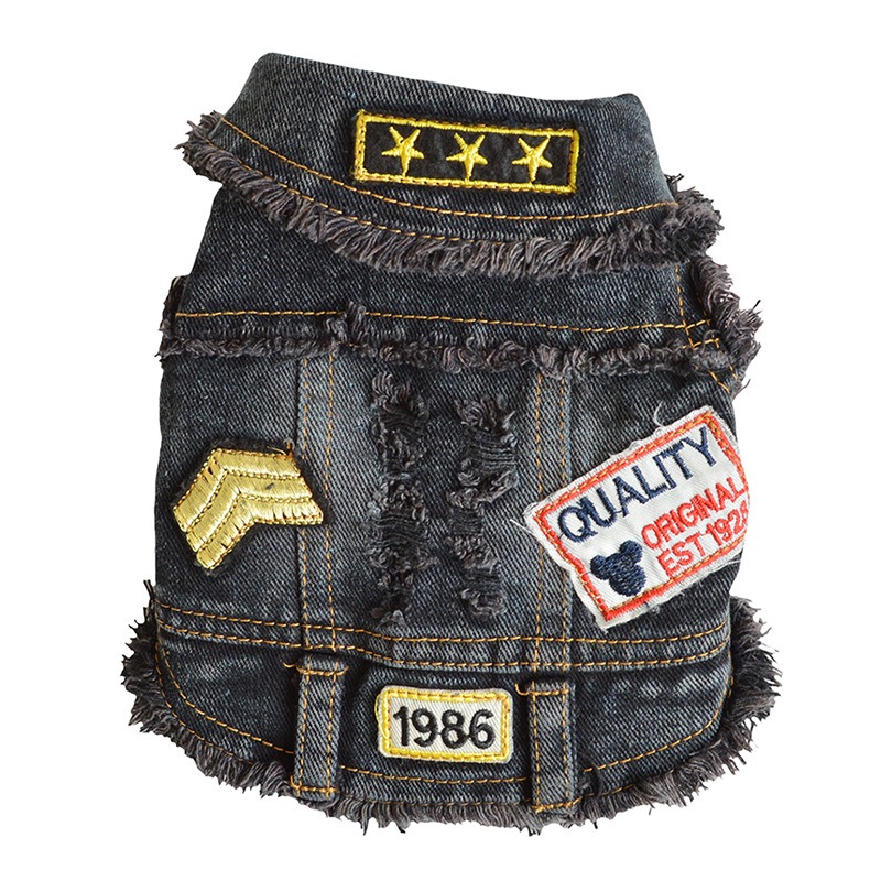 Pet Denim Vest Distressed Jean Jacket